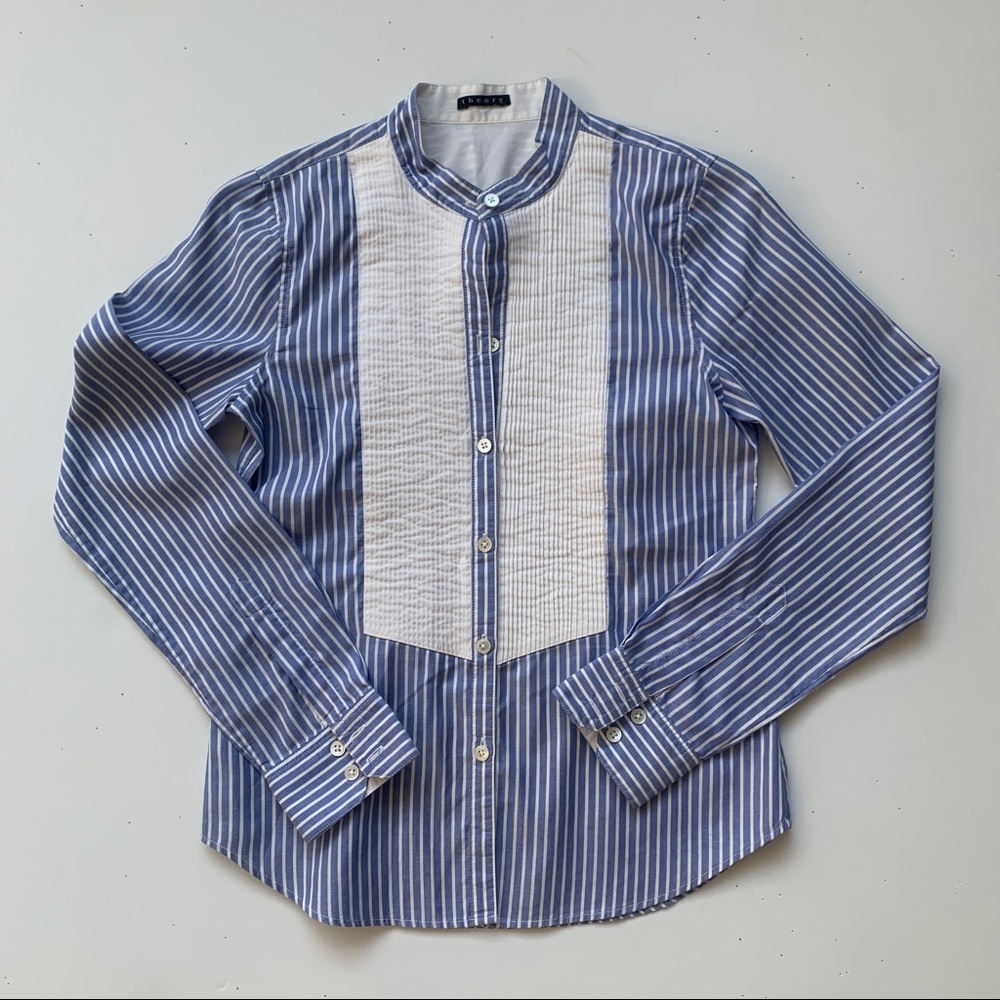 Theory Women's Long Sleeve Cotton Stripe Shirt